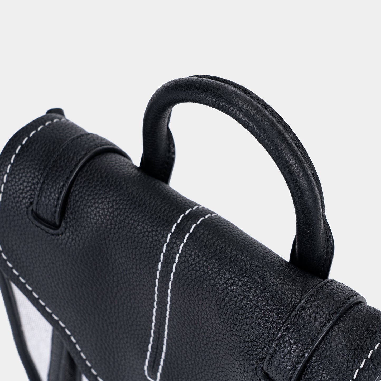 Genuine Leather Saddle Bag - Black