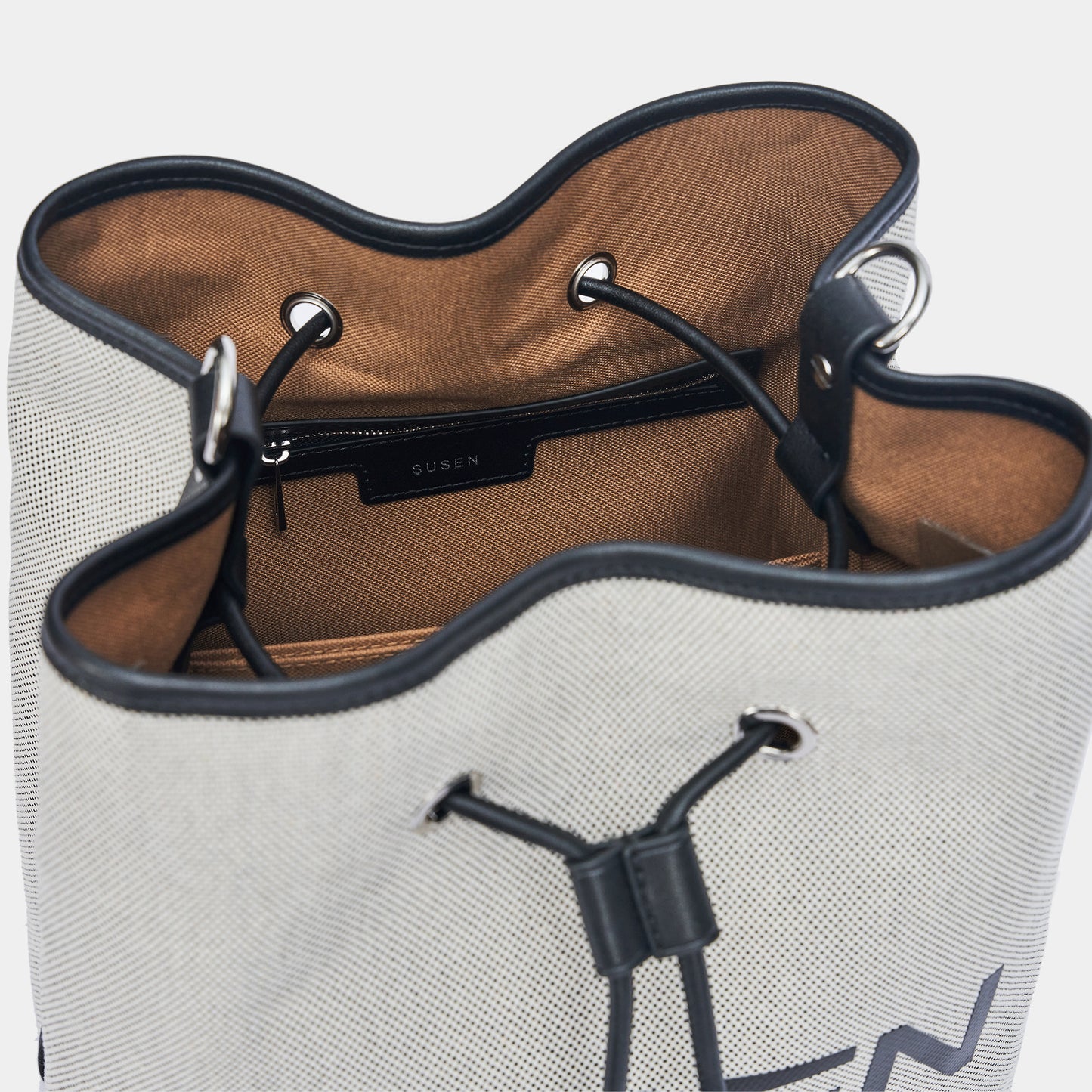 SUSEN Minimalist Canvas Bucket Bag - Beige