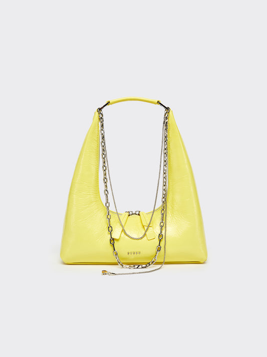 Large One-Shoulder Tartar Bag - Yellow