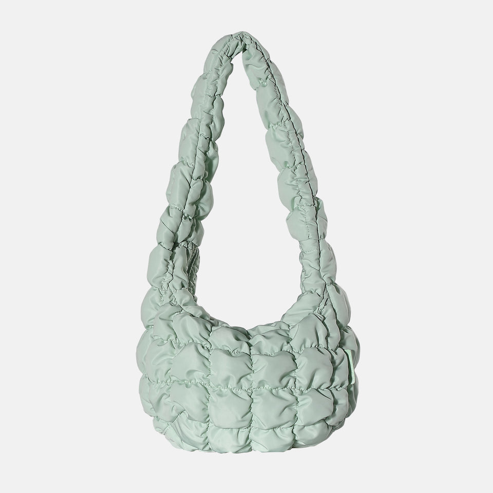 Green Minimalist Quilted Shoulder Bag | Winter Bag | Bubble Bag – www ...