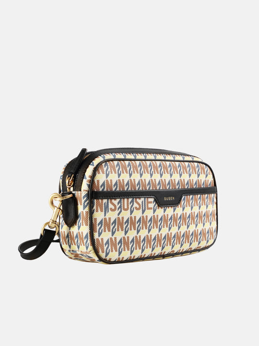 Brand Cross Body Monogram Bag - Apricot