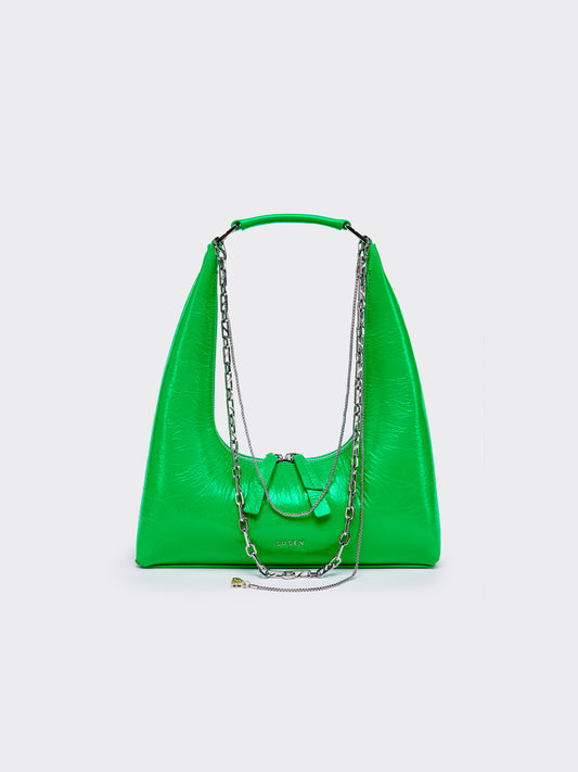 Large One-Shoulder Tartar Bag - Green