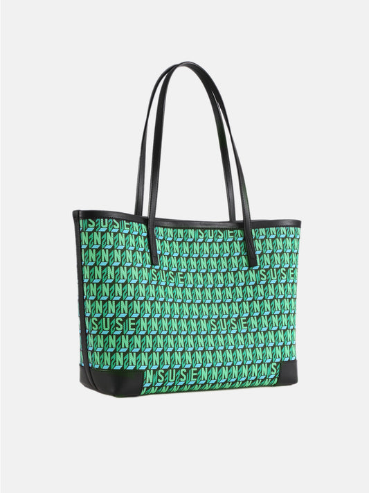 Brand Large Monogram Printed Tote Bag - Green